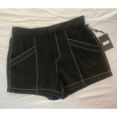 DKNY Women's Shorts Size 4 Black with White Stitching NWT  L145 - Image 1 of 4