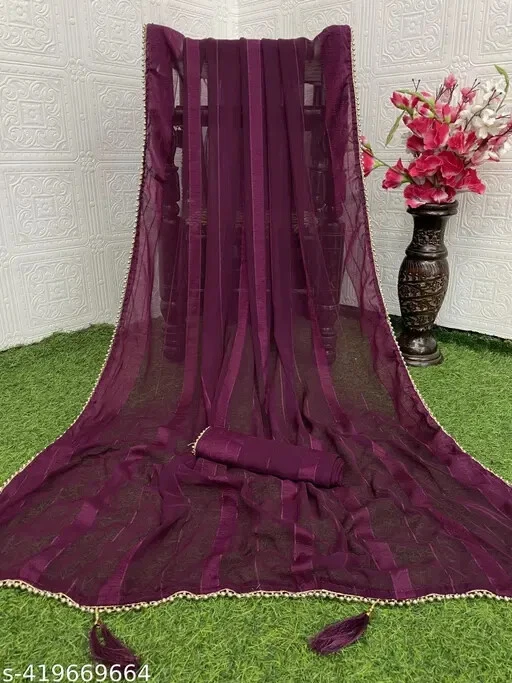 Sari de nailon para mujer con blusa separada pieza Foto 1 de 1