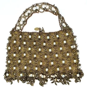 Bolso de Noche KENNY MA Petite Malla Metal Transparente Perlas Swarovski NUEVO SIN ETIQUETAS - Imagen 1 de 12