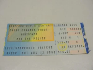 12. AUG 1983 MTV THE POLICE KONZERT TICKET HARTFORD CIVIC CENTER - Bild 1 von 2