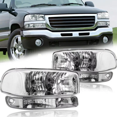 Fits 1999-2006 GMC Sierra 2000-2006 Yukon XL 1500 2500 Headlights &Bumper Lamps - Imagem 1 de 4