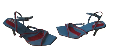 DIESEL BLUE LEATHER SLINGBACK HI HEELS SANDALS WOMEN'S US 5.5 EUR 35.5 FREE S/H - Image 1 of 4