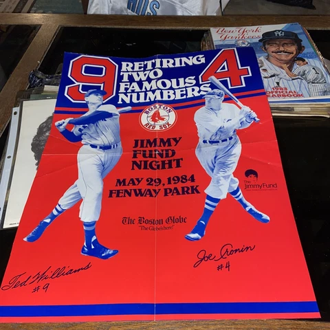 Retiring Two Famous Numbers Ted Williams Joe Cronin 1984 Boston Red Sox Poster Cover