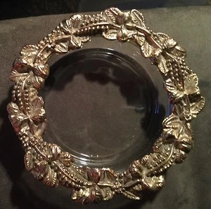 VTG Celeste Filigree Gold Tone Metal Base Glass Ashtray - Picture 1 of 5