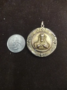 Vintage Herz Jesu & Unsere Liebe Frau von Guadalupe Anhänger goldfarben Nachlassfund - Bild 1 von 2