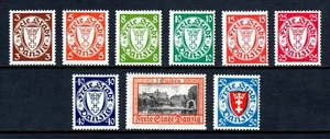 DANZIG — SCOTT 225-233 — 1938-39 COAT OF ARMS SET, WMK. 237 — MH — SCV $21 - Picture 1 of 2