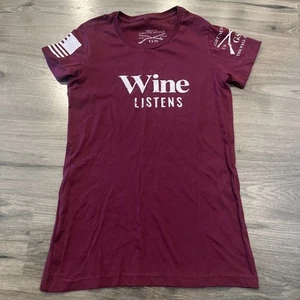 Para mujer estilo Grunt púrpura manga corta "Wine Listens" talla mediana M - Imagen 1 de 4