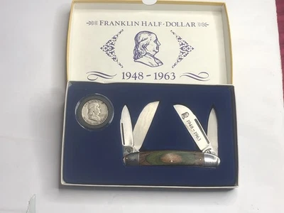 Juego de cuchillos y monedas conmemorativas de medio dólar Cherokee Franklin 1948-1963 Foto 1 de 4
