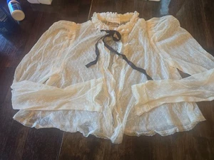 Jessica's Gunnies Gunne Sax Top Vintage Size 4 to 12 Ruffles Romantic High Neck - Picture 1 of 3