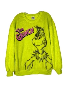 The Grinch Womens Fleece Woobie Sweatshirt Plush Fleece Large Neon Green - Picture 1 of 7