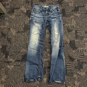 Pantalones de mezclilla rectos BKE Jeans para hombre 30L azules Carter desgastados punto grueso - Imagen 1 de 13