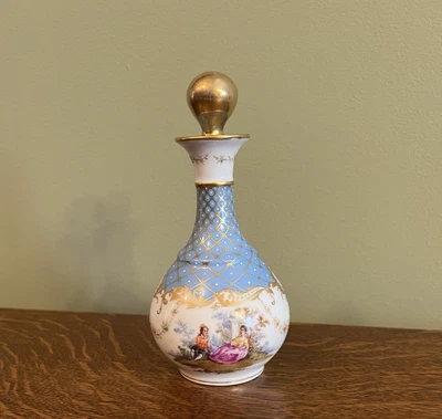 Antique Vintage Dresden Perfume Bottle Hand Painted Beautiful Detail - Image 1 of 4
