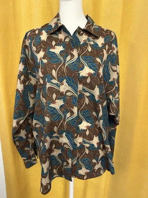 Blusa vintage Diane Von Furstenberg años 60 floral abotonada poliéster mediana Foto 1 de 4