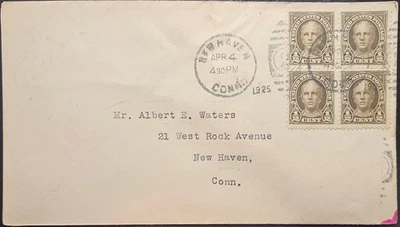 FDC 1/2c Hale 4th Bureau Block 4 New Haven CT 1925 - Image 1 of 2