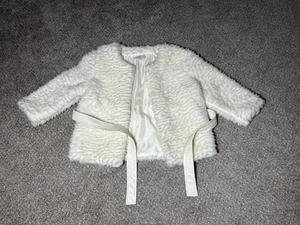 Fever Faux Fur Jacket Cream Furry Fuzzy Plush Soft Party Casual Nightclub Sz L - Picture 1 of 10