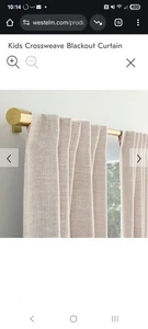 West Elm Crossweave Blackout  Rosette Curtain Panel 48"W x 84"L - Picture 1 of 7