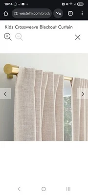 West Elm Crossweave Blackout  Rosette Curtain Panel 48"W x 84"L - Image 1 of 4