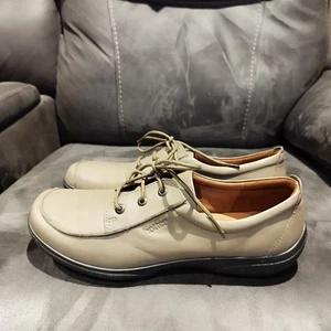 HOTTER "TAPESTRY" creme-beige Leder-Schnürschuhe bequem flach neu Damen UK9 - Bild 1 von 7