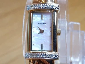 Ladies Vintage Retro Gold Bracelet Accurist Art-Deco Diamond ct Cocktail Watch - Picture 1 of 10