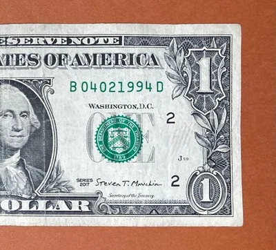 April 2, 1994 ; 4 February 1994 (B 04021994 D) Birthday Note $1 One Dollar Bill - Image 1 of 3