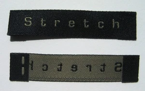 50pcs WOVEN CLOTHING SEWING LABELS, SIZE TAGS CARE LABEL - STRETCH - Picture 1 of 1