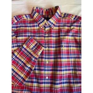 Herren Ralph Lauren klassische Passform rot/lila kariert Langarm Knopfleiste - Größe 2XL - Bild 1 von 13