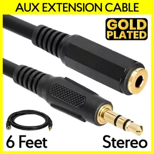 Cavo di prolunga 3,5 mm cavo extender aux 6 piedi 1/8" cavo stereo cuffie PC TV - Foto 1 di 3