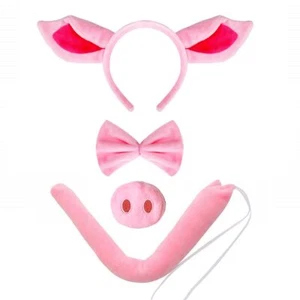Pig Costume Set Pig Ears Headband Nose and Tail Bowtie Party Cosplay Hallowee... - Picture 1 of 7