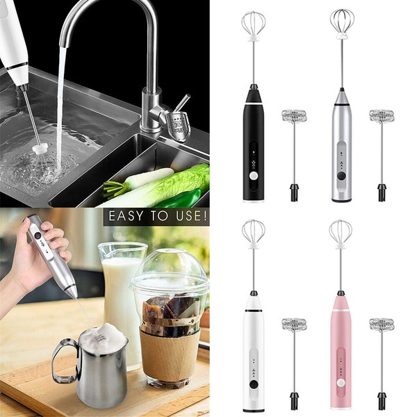 Dual Head Electric Egg Beater Milk Frother USB Charging Mixer For Coffee Drink Photo Related