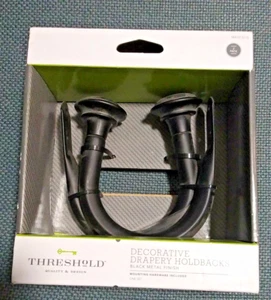 Threshold Decorative Drapery Holdbacks Set of 2 Brushed Nickel Black Color - Picture 1 of 6
