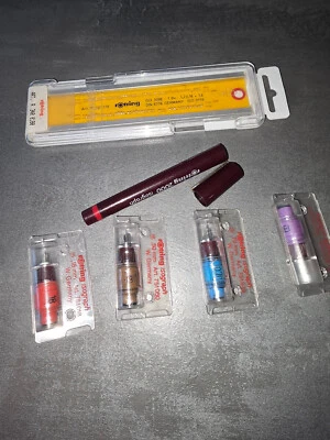 ROTRING 1 Schrift Schablone, 4 isograph Zeichenkegel + 1 Stifthalter (P2) - Bild 1 von 3