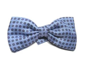 Nœud Papillon Homme Bleu GIA Noué Soie Imprimée Made IN Italy - Picture 1 of 2