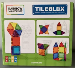 SALE Tileblox Rainbow 14 Piece Set Magnetic Construction Tile Block STEM NIP Toy - Picture 1 of 7