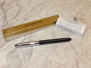 Pluma Estilográfica Sheaffer's Vintage Negra con Tapa Cromada - Melvin's - En Caja - Imagen 1 de 4
