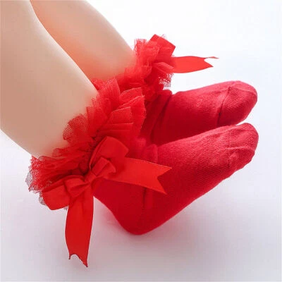 1X Recién Nacido Bebé Niñas Niños Princesa Moño Calcetín Encaje Volantes Volantes Calcetines al Tobillo Foto 1 de 4