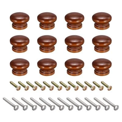 12Stk Runde Holzknöpfe 33x23mm Ziehgriffe für Schubladen mit Schrauben Rot Braun - Bild 1 von 4
