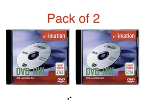 2 x Imation DVD-RW 4X  4.7GB 120Mins Blank Media - New! Sealed - Picture 1 of 1