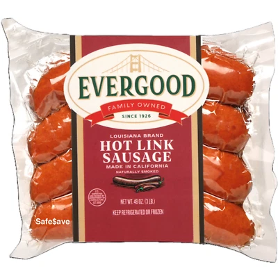 3 Lbs Evergood Beef Louisiana Brand Hot Link Sausage 48oz (3 Packs x 16oz Each) - Image 1 of 4