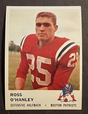 1961 FLEER FOOTBALL #184 ROSS O’HANLEY BOSTON PATRIOTS ROOKIE RC SOFT CORNERS 2 - Image 1 of 2