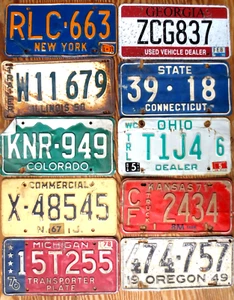 Ten 10 License Plates Number Tag Plate Craft Lot - Imagen 1 de 1