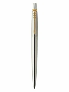 Parker Jotter Gel Pen Stainless Steel & Gold Blue Ink New In Box France Made - Picture 1 of 1