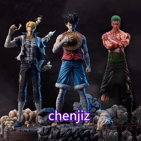 One Piece Figure Bathed In blood Roronoa Zoro Luffy Sanji Anime Model PVC Statue Cover