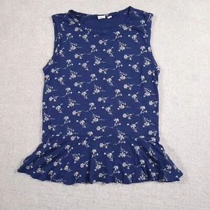 GAP Blue Floral Shirt Peplum Tank Top Women's XS Sleeveless - Picture 1 of 11