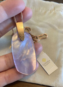 NWT Kendra Scott Inez Long Adjustable Pendant Necklace Rose Gold Lilac Pearl