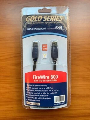 SanMax Gold Series 12' Firewire 800 9-pin to 9-pin 1394B Cable CC1394-99-12-G - Image 1 of 4