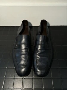 Ermenegildo Zegna Loafers, NAVY BLUE LEATHER L'ASOLA LOAFERS - Picture 1 of 6