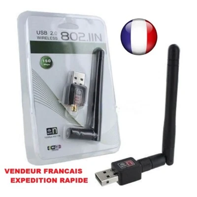 Mini Clé USB 2.0 Wifi Adaptateur LAN 802.11 n/g/b Réseau Sans Fil Antenne 150 Mb - Immagine 1 di 4