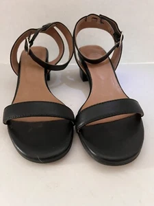 J. Jill Black Leather Open Toe Ariane Block Heel Sandals Size 7.5M Ankle Strap - Picture 1 of 11