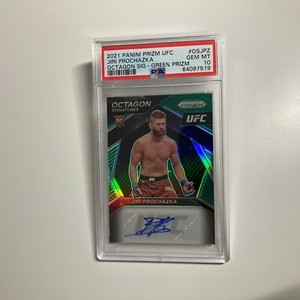 Jiri Prochazka 2021 Panini Prizm UFC Octagon Signatures Green Auto Card PSA 10