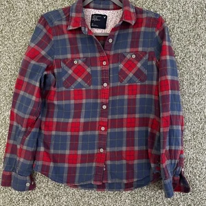 American Eagle Prendas para el torso Mujeres 12 Grandes Franela Roja Cuadros Camisa Resistente Cabina Acogedora AEO - Imagen 1 de 10